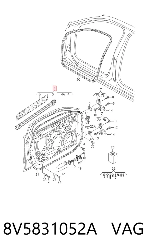Дверь передняя правая 8V5831052A VAG