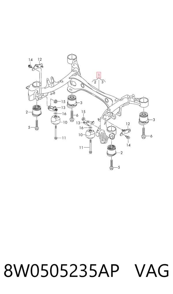 Подрамник задний 8W0505235AP VAG