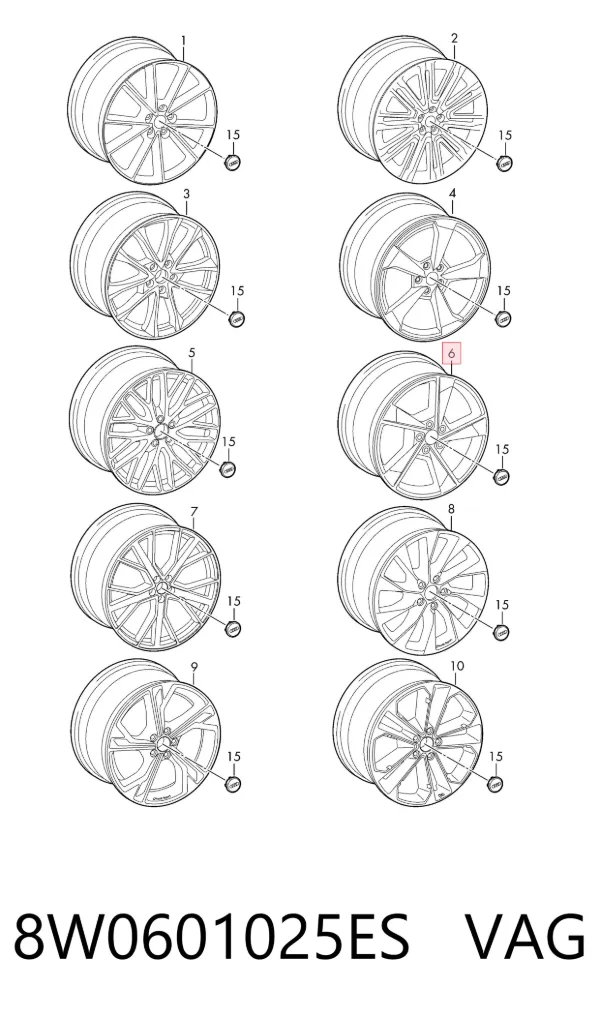 Диски колесные 8W0601025ES VAG