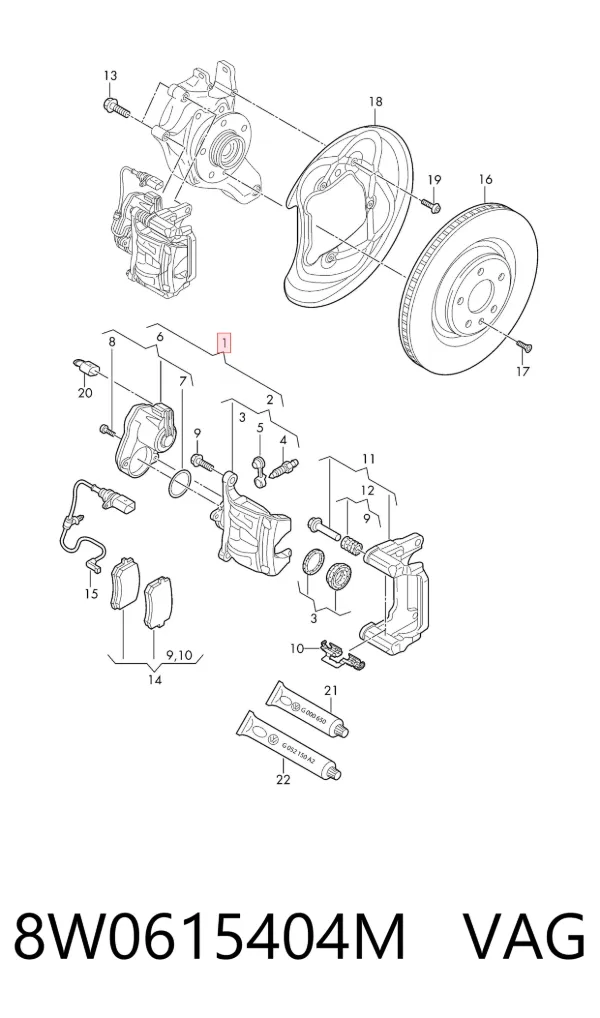 Суппорт задний правый 8W0615404M VAG