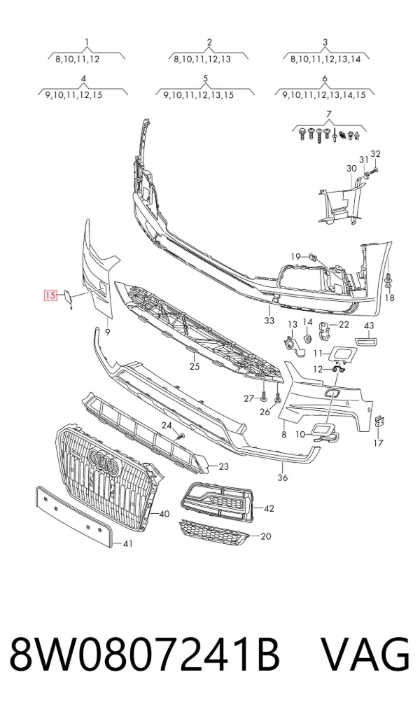 Заглушка буксировочного крюка 8W0807241B VAG