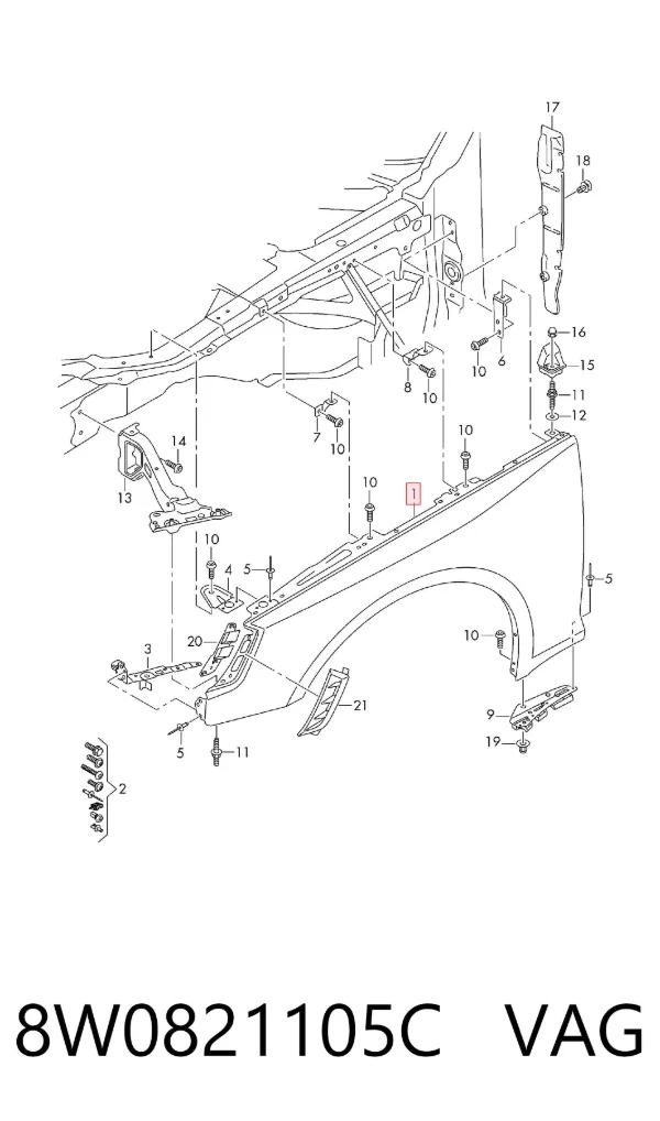 Крыло переднее левое 8W0821105C VAG