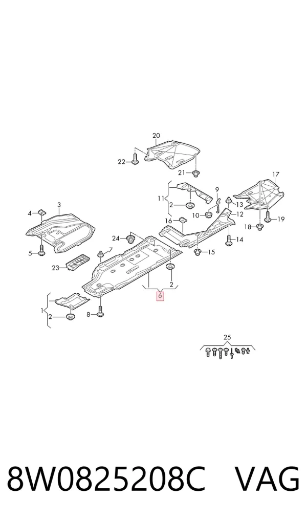 Защита днища правая 8W0825208C VAG