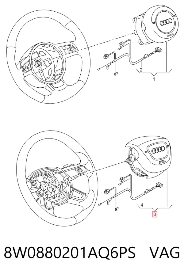 Подушка безопасности водителя 8W0880201AQ6PS VAG
