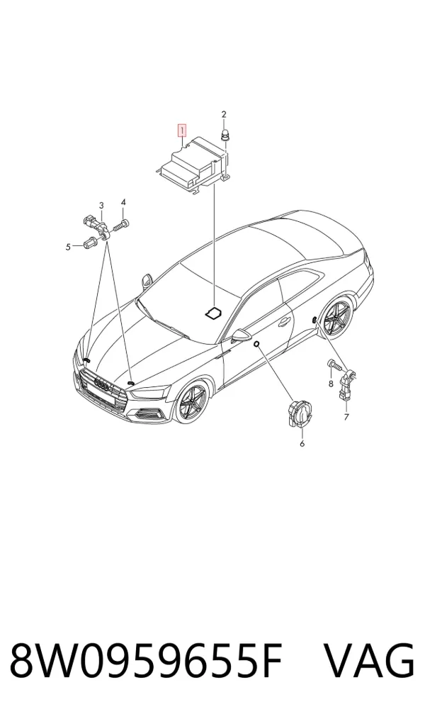 Модуль-процессор управления подушкой безопасности (ЭБУ AIRBAG) 8W0959655F VAG