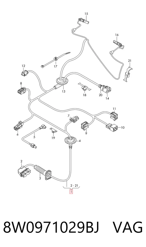 Жгут проводов передней двери 8W0971029BJ VAG