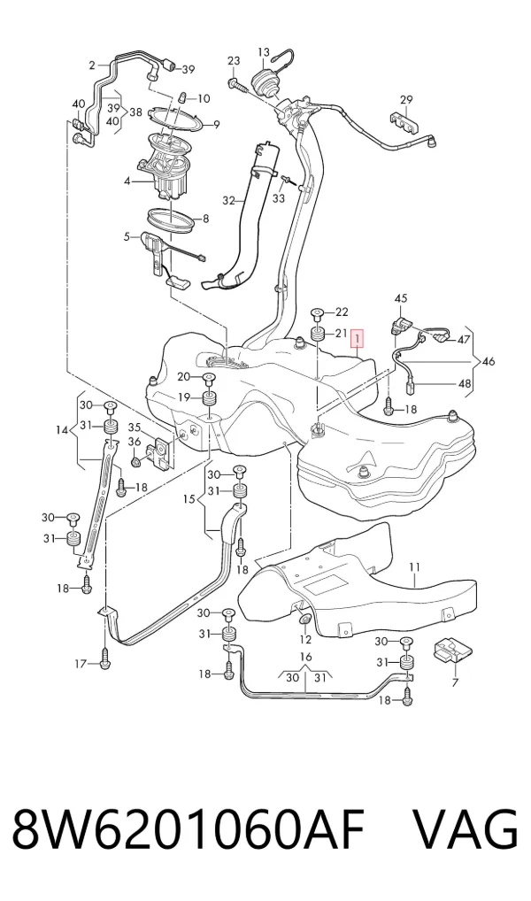 Бензобак 8W6201060AF VAG