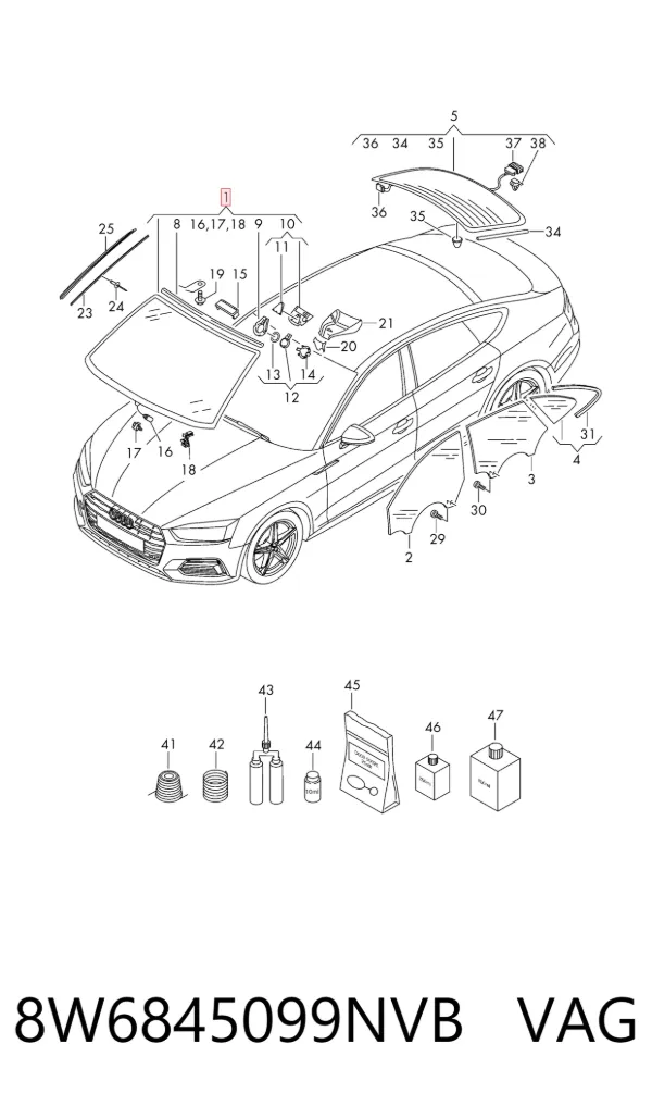 Лобовое стекло 8W6845099NVB VAG