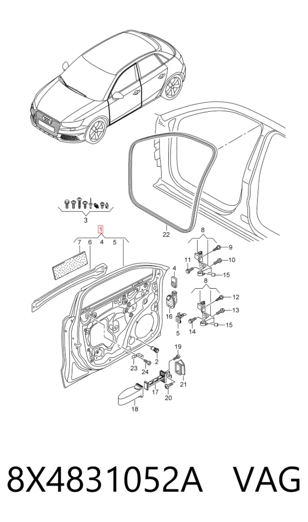 Дверь передняя правая 8X4831052A VAG