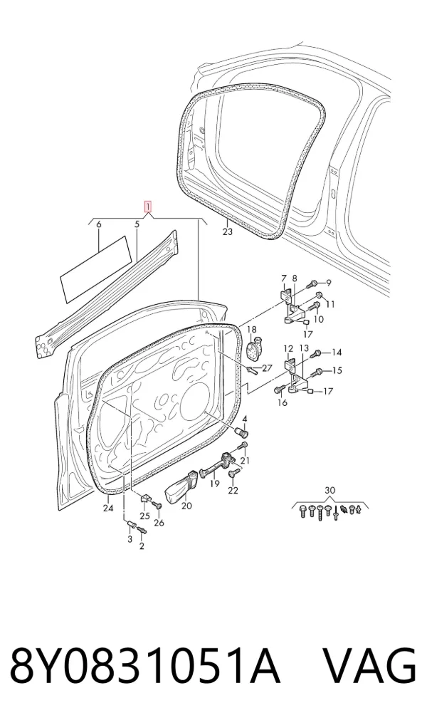 Дверь передняя левая 8Y0831051A VAG