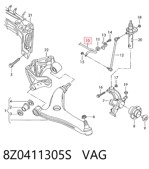 Передний стабилизатор 8Z0411305S VAG
