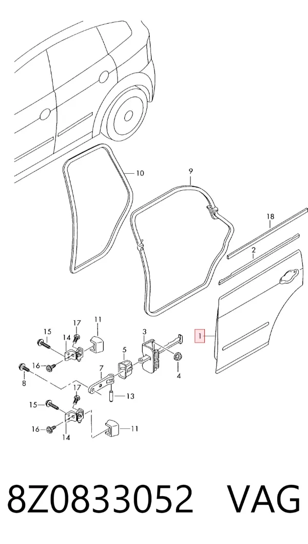 Дверь задняя правая Audi A2 8Z0