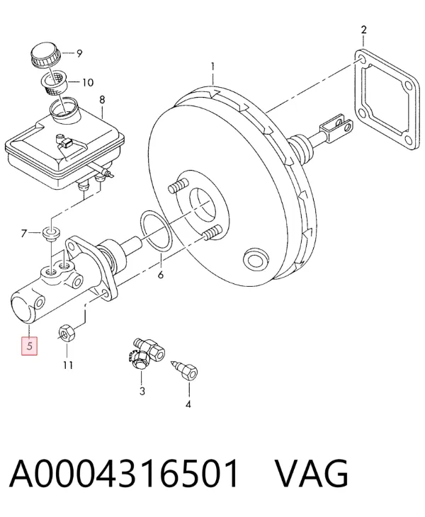 Главный тормозной цилиндр A0004316501 VAG
