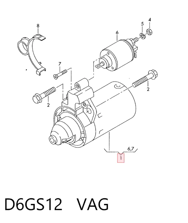 Стартер D6GS12 VAG