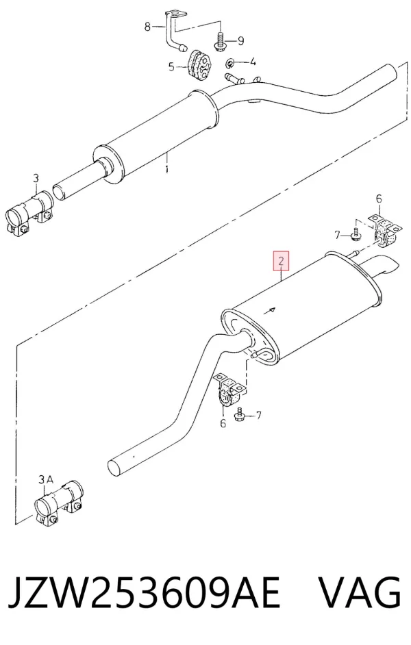 Глушитель задний JZW253609AE VAG