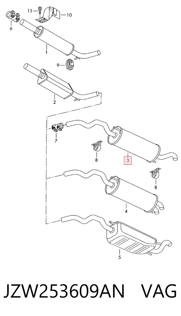 Глушитель задний JZW253609AN VAG