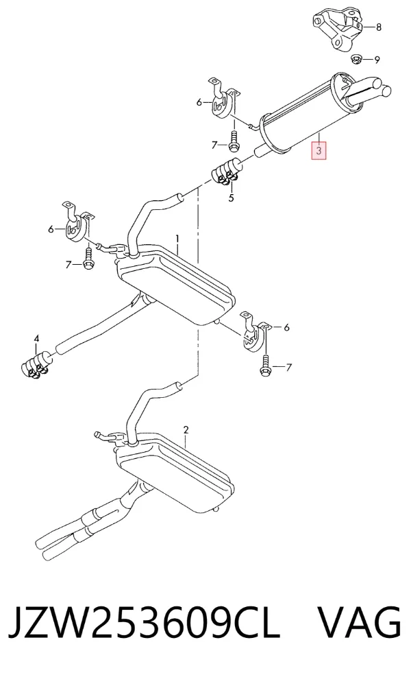 Глушитель задний JZW253609CL VAG