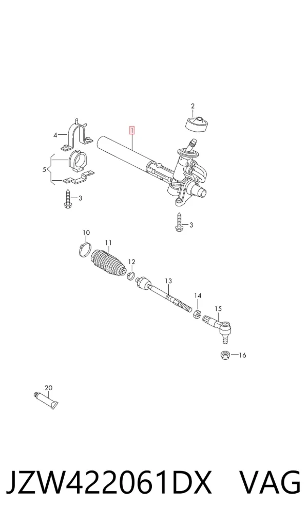 Рулевая рейка JZW422061DX VAG