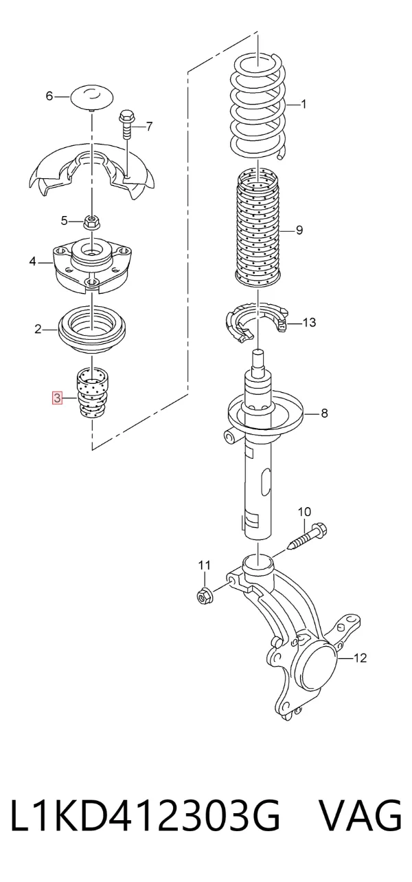 Буфер (отбойник) амортизатора переднего L1KD412303G VAG