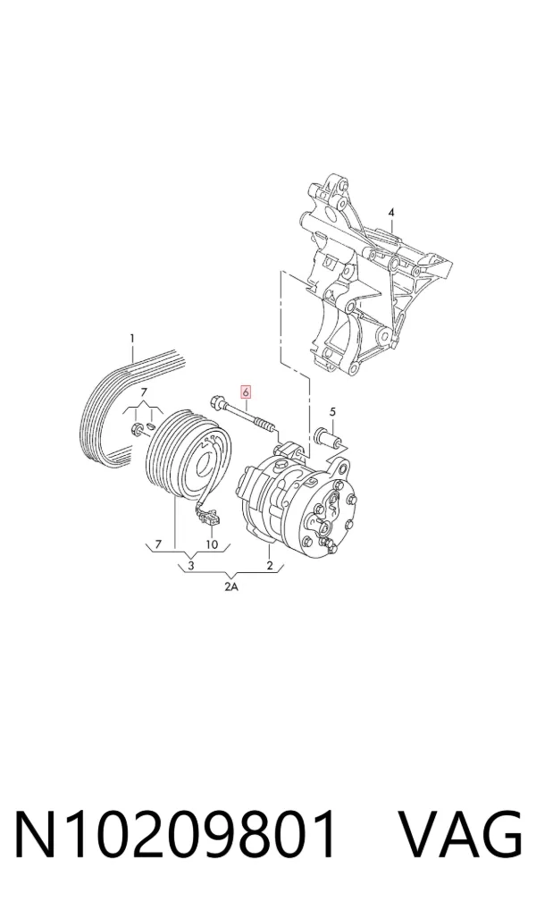 Болт подушки рамы кузова N10209801 VAG