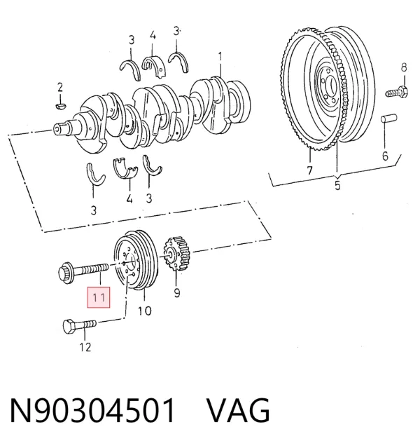 Болт шкива коленвала N90304501 VAG