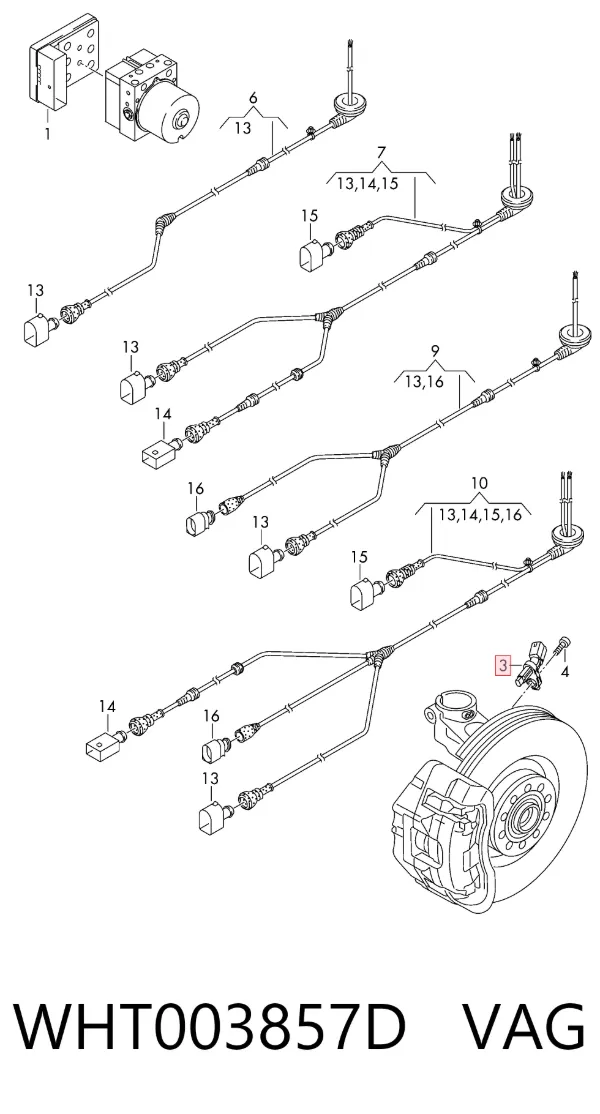 Датчик АБС (ABS) передний левый WHT003857D VAG