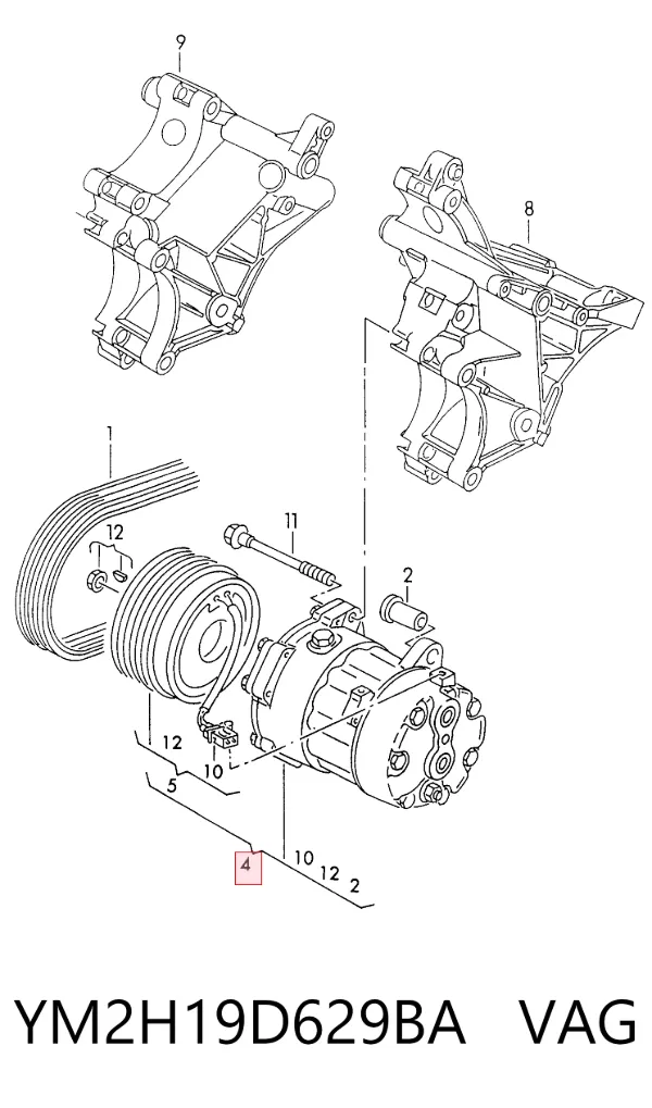 Компрессор кондиционера YM2H19D629BA VAG