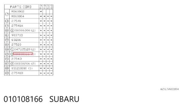  010108166 Subaru