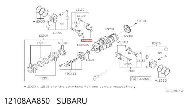 Вкладыши шатунные 12108AA850 Subaru