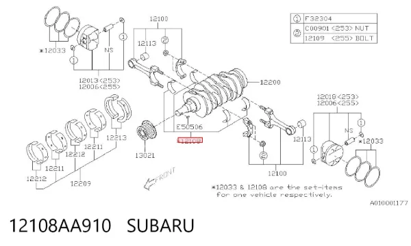 Вкладыши шатунные 12108AA910 Subaru