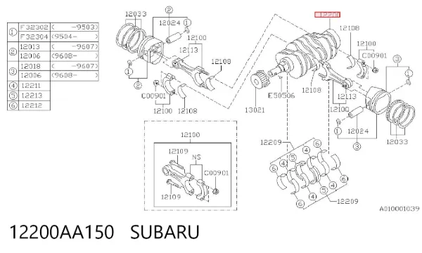 Коленвал 12200AA150 Subaru