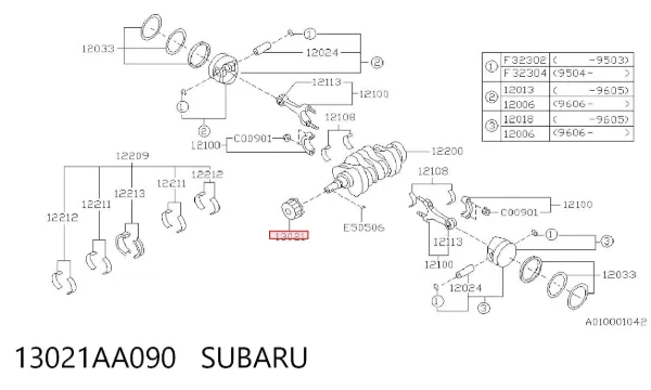 Звездочка привода коленвала 13021AA090 Subaru