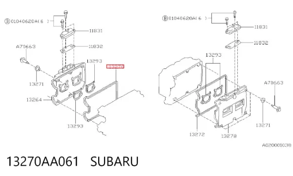 Прокладка клапанной крышки двигателя левая 13270AA061 Subaru