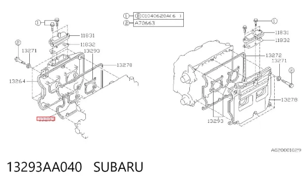 Прокладка клапанной крышки двигателя, кольцо 13293AA040 Subaru
