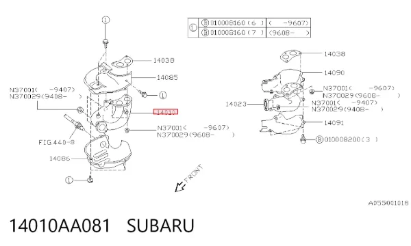 Коллектор выпускной правый 14010AA081 Subaru