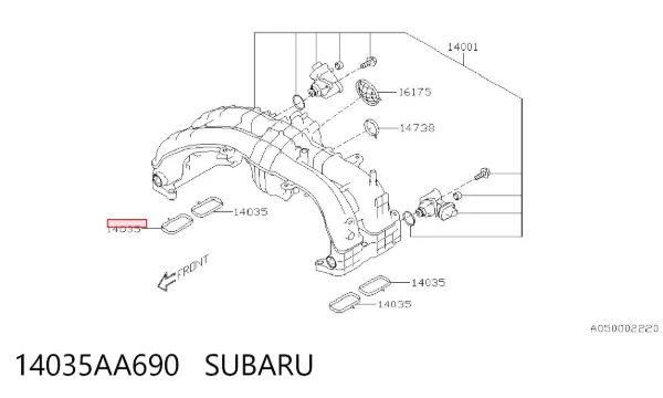 Прокладка впускного коллектора 14035AA690 Subaru