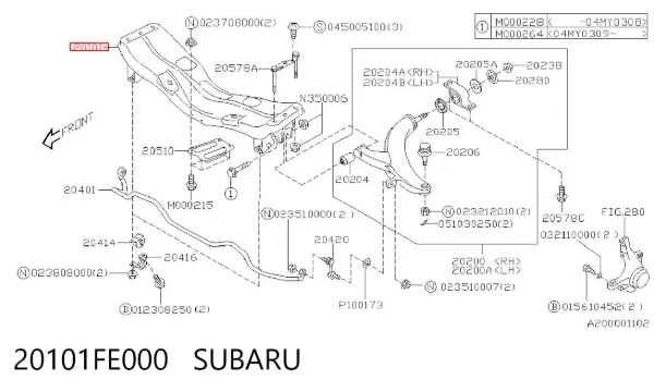 Подрамник передний 20101FE000 Subaru