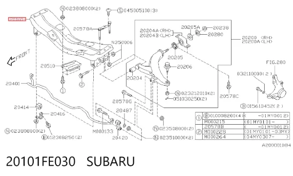 Подрамник передний 20101FE030 Subaru