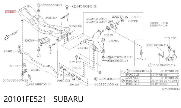 Подрамник передний 20101FE521 Subaru