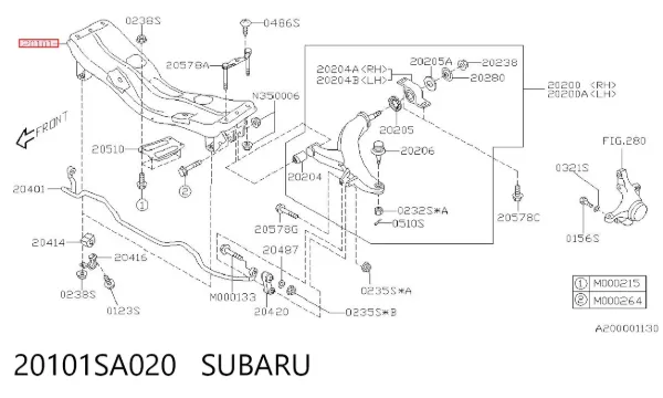 Подрамник передний 20101SA020 Subaru