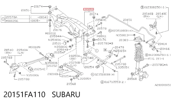Подрамник задний 20151FA110 Subaru