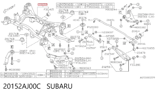 Подрамник задний 20152AJ00C Subaru