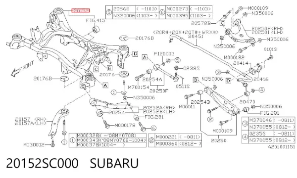 Подрамник задний 20152SC000 Subaru