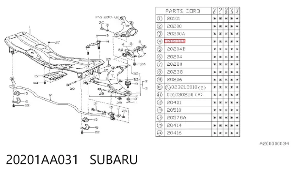 Сайлентблок переднего рычага 20201AA031 Subaru
