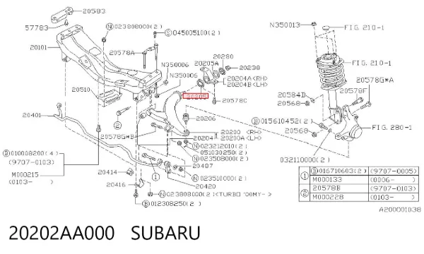  20202AA000 Subaru