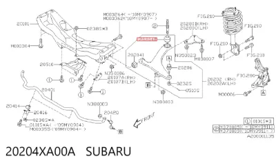 Сайлентблок переднего нижнего рычага SUBARU 20204XA00A