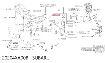 Сайлентблок переднего нижнего рычага SUBARU 20204XA00B