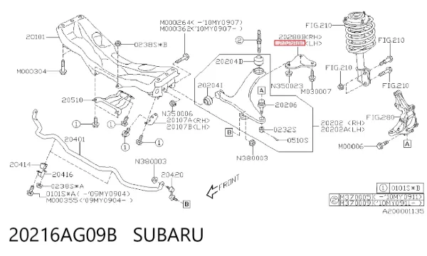  20216AG09B Subaru