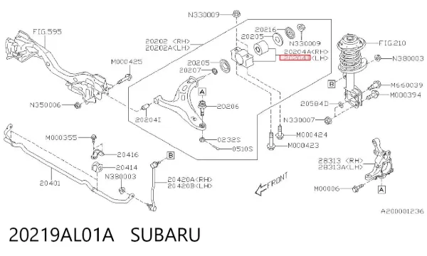 Сайлентблок переднего рычага 20219AL01A Subaru