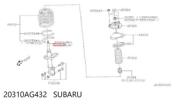 Амортизатор передний левый 20310AG432 Subaru